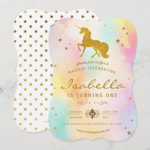 Invitación de cumpleaños de Rainbow Unicorn