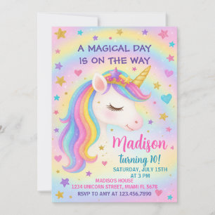 Invitación de cumpleaños de Rainbow Unicorn