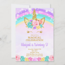 Invitación de cumpleaños de Rainbow Unicorn