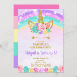 Invitación de cumpleaños de Rainbow Unicorn