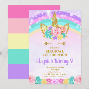 Invitación de cumpleaños de Rainbow Unicorn