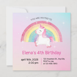Invitación de cumpleaños de Rainbow Unicorn