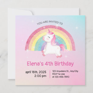 Invitación de cumpleaños de Rainbow Unicorn