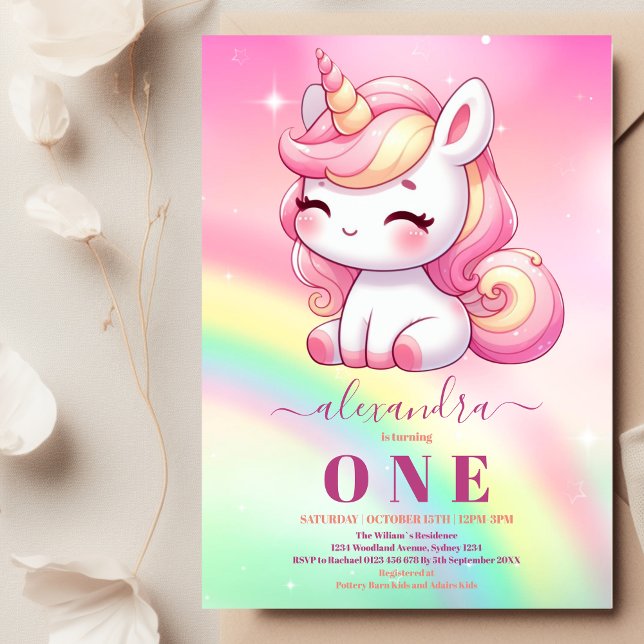 Invitación de cumpleaños de Rainbow Unicorn 1ª (Subido por el creador)