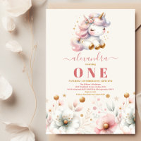 Invitación de cumpleaños de Rainbow Unicorn de col