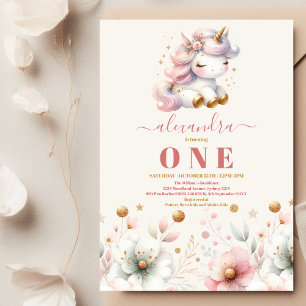 Invitación de cumpleaños de Rainbow Unicorn de col
