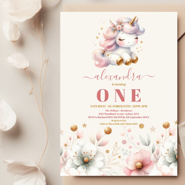 Invitación de cumpleaños de Rainbow Unicorn de col (Subido por el creador)