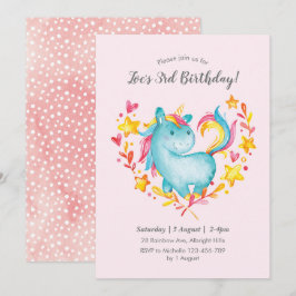 Invitación de cumpleaños de Rainbow Unicorn para n