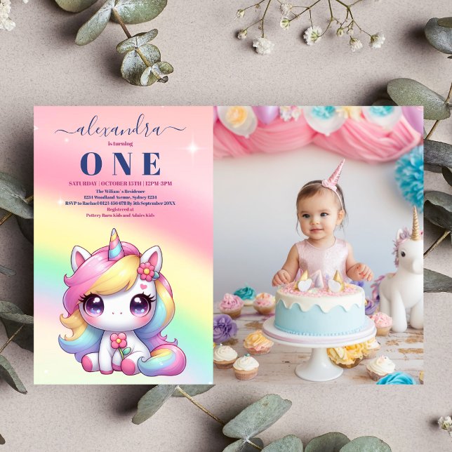 Invitación de cumpleaños de Rainbow Unicorn primer (Subido por el creador)