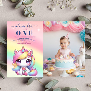 Invitación de cumpleaños de Rainbow Unicorn primer