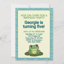 Invitación de cumpleaños de rana verde linda