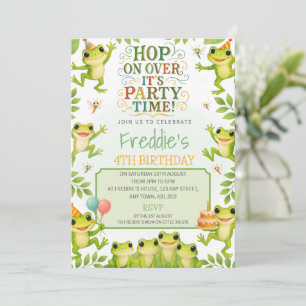 Invitación de cumpleaños de ranas para fiesta temá
