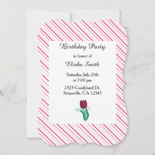 Invitación de cumpleaños de rayas elegantes y tuli