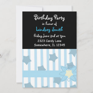 Invitación de cumpleaños de rayas y estrellas