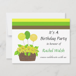 Invitación de Cumpleaños de Rayas y Flores