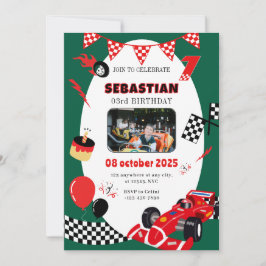 Invitación de cumpleaños de raza verde y negra - c