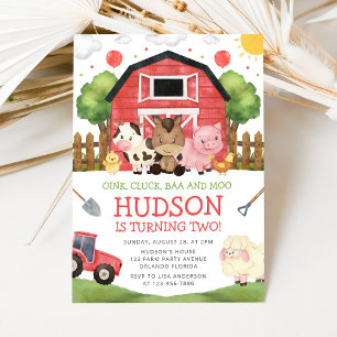 Invitación de cumpleaños de Red Barnyard Farm