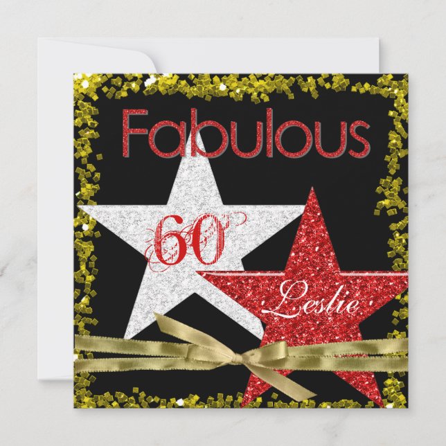 Invitación de cumpleaños de RED FABULOUS 60 (Anverso)