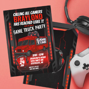 Invitación de cumpleaños de Red Game Truck