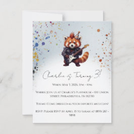 Invitación de cumpleaños de Red Panda Rocker