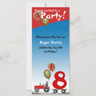 Invitación de cumpleaños de Red Tractor