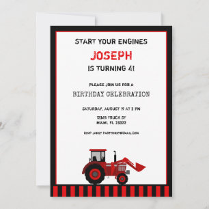 Invitación de cumpleaños de Red Tractor