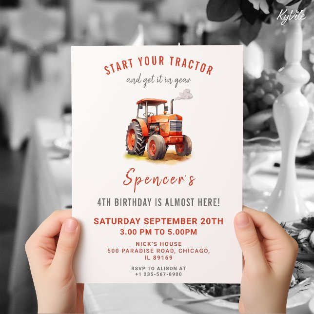 Invitación de cumpleaños de Red Tractor (Subido por el creador)