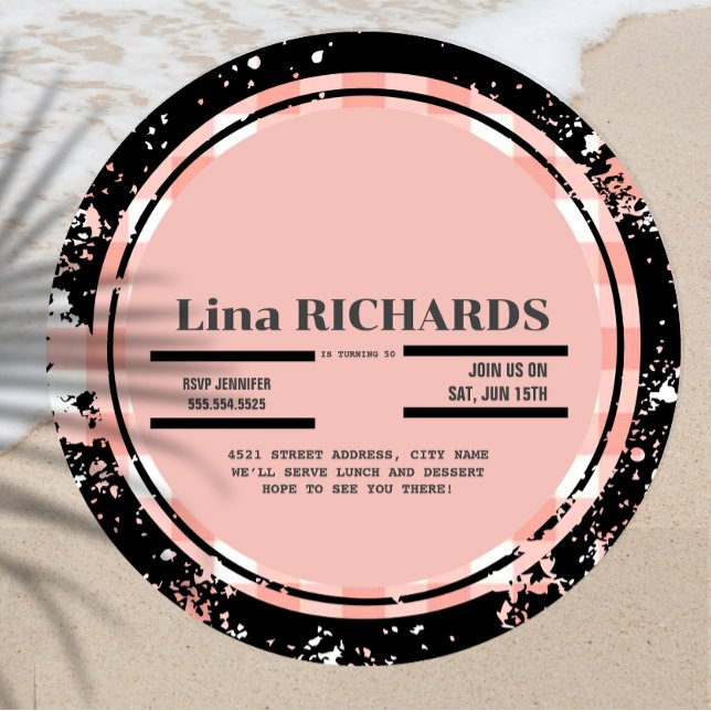 invitación de cumpleaños de registro rosa vintage (Subido por el creador)