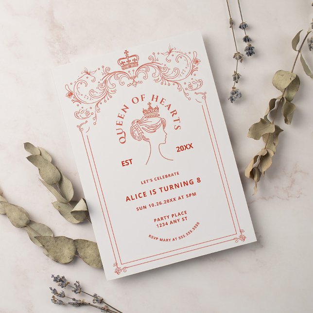 Invitación de cumpleaños de Reina de Corazones (Subido por el creador)