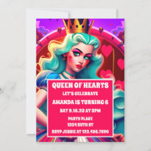 Invitación de cumpleaños de Reina de Corazones 3D