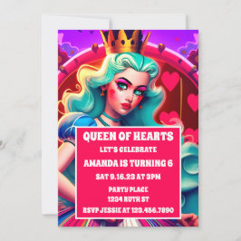 Invitación de cumpleaños de Reina de Corazones 3D