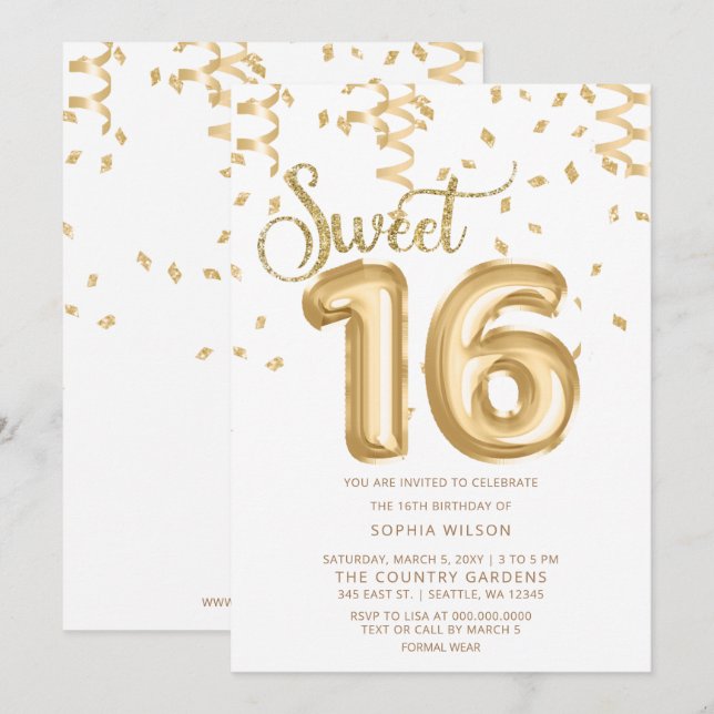 Invitación de cumpleaños de Relieve metalizado dor (Anverso / Reverso)