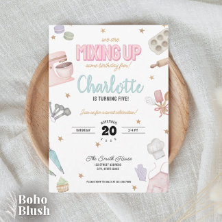 Invitación de Cumpleaños de Repostería con Acuarel
