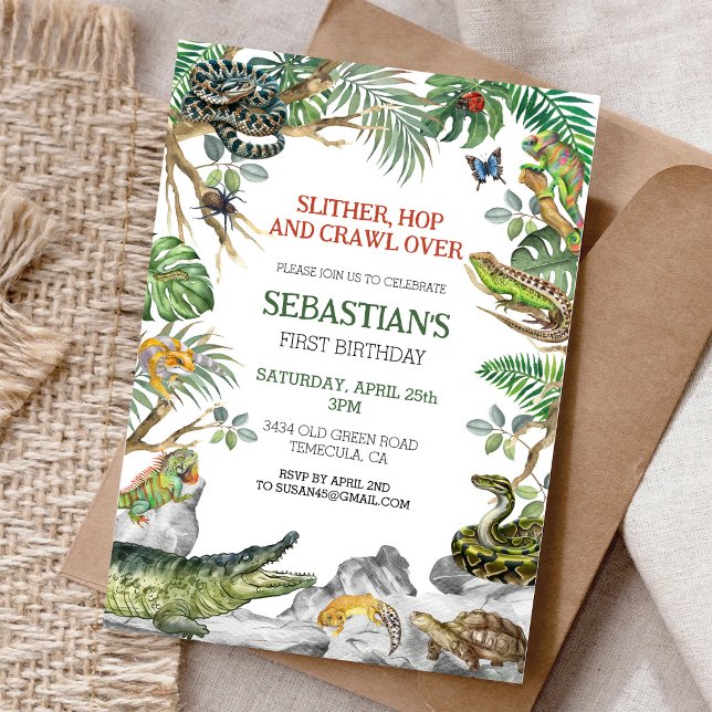 Invitación de cumpleaños de reptil (Subido por el creador)