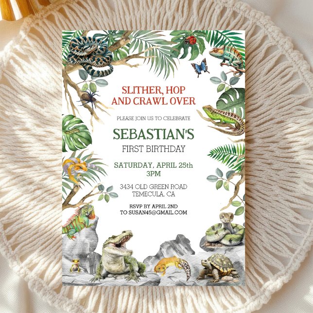 Invitación de cumpleaños de reptil (Subido por el creador)