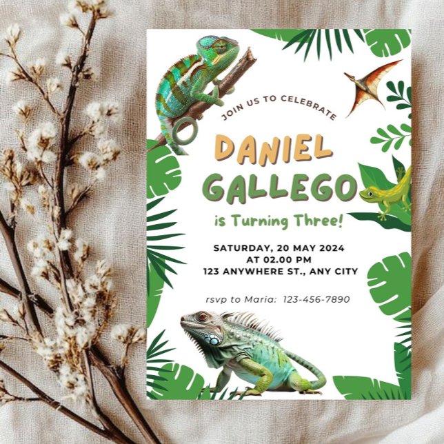 Invitación de cumpleaños de Reptile (Subido por el creador)