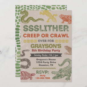 Invitación de cumpleaños de Reptile   Fiesta de re