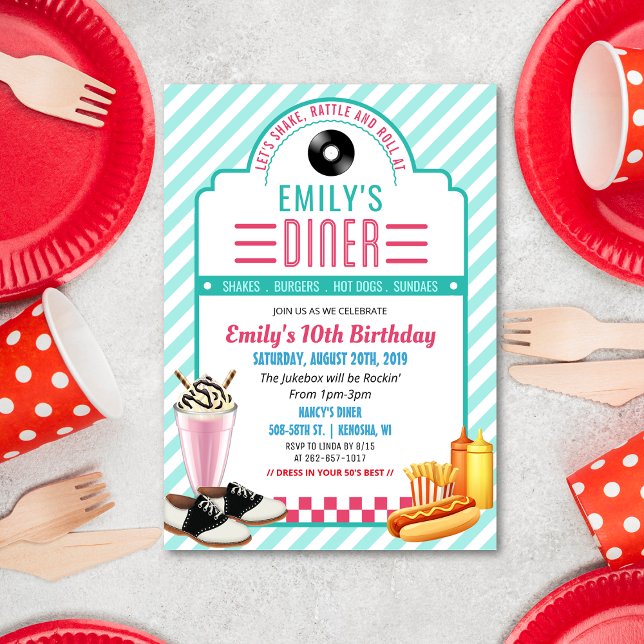 Invitación de cumpleaños de restaurante retro de l (Subido por el creador)