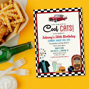 Invitación de cumpleaños de restaurante retro de l