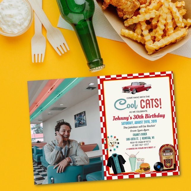 Invitación de cumpleaños de restaurante retro de l (Subido por el creador)