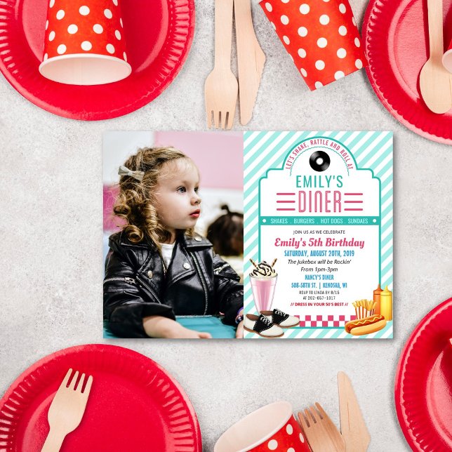 Invitación de cumpleaños de restaurante retro de l (Subido por el creador)