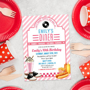 Invitación de cumpleaños de restaurante retro de l