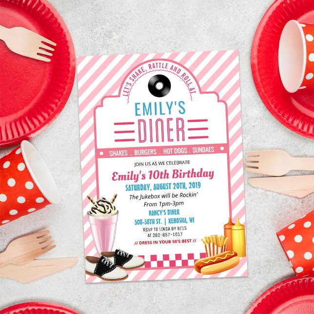 Invitación de cumpleaños de restaurante retro de l (Subido por el creador)