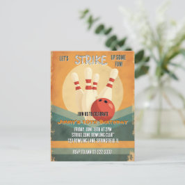 Invitación de Cumpleaños de Retro Bowling para Niñ