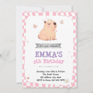 Invitación de cumpleaños de Retro Capybara
