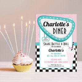 Invitación de cumpleaños de Retro Diner de los año