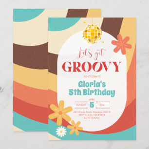 Invitación de cumpleaños de Retro Hippie Groovy