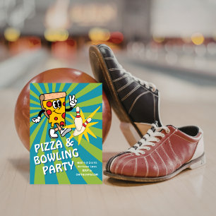 Invitación de cumpleaños de Retro Pizza y Bolos