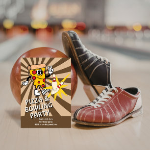 Invitación de cumpleaños de Retro Pizza y bolos