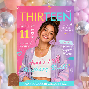 Invitación de cumpleaños de revista divertida para